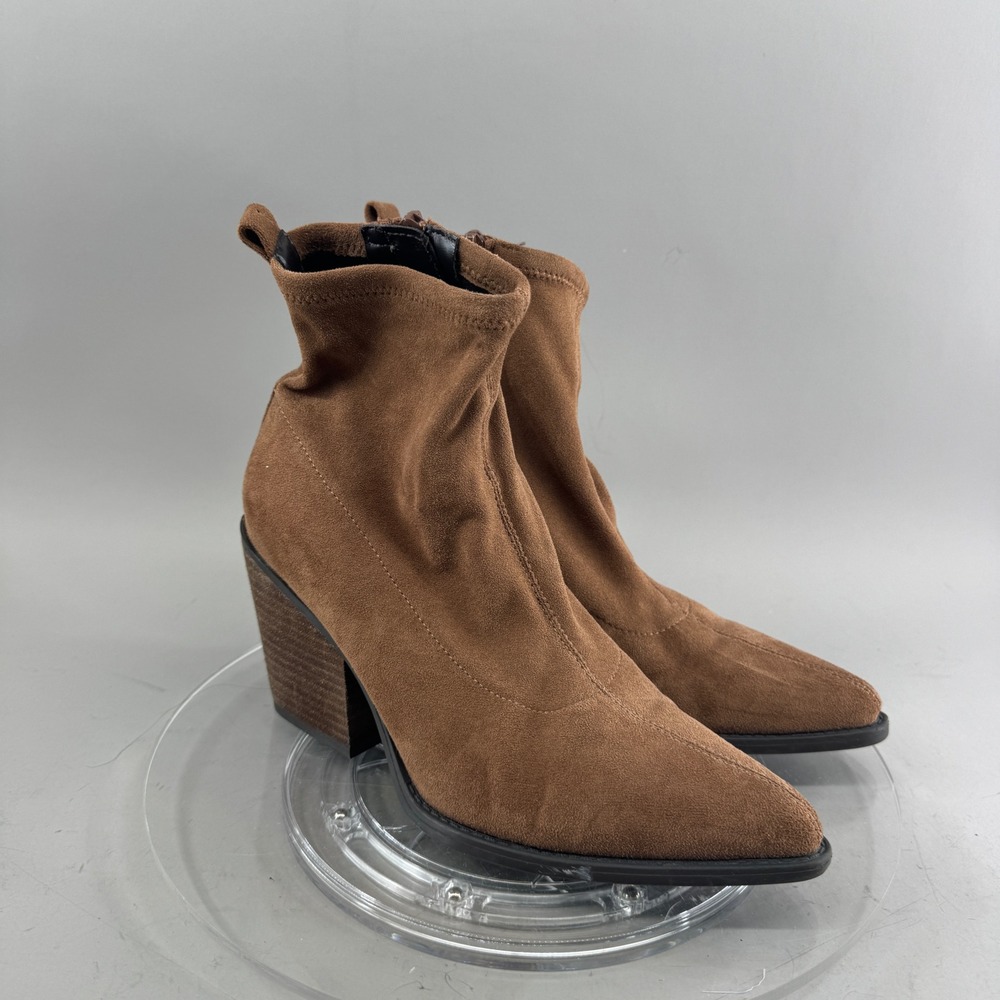 Soul Naturalizer Womens Melodi Faux Suede Pointed Toe Block Heel Booties Brown 8